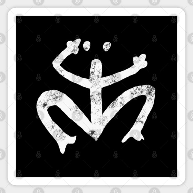 Taino Coqui Symbol - White Print - Distressed Look Sticker by The Doodle Factory